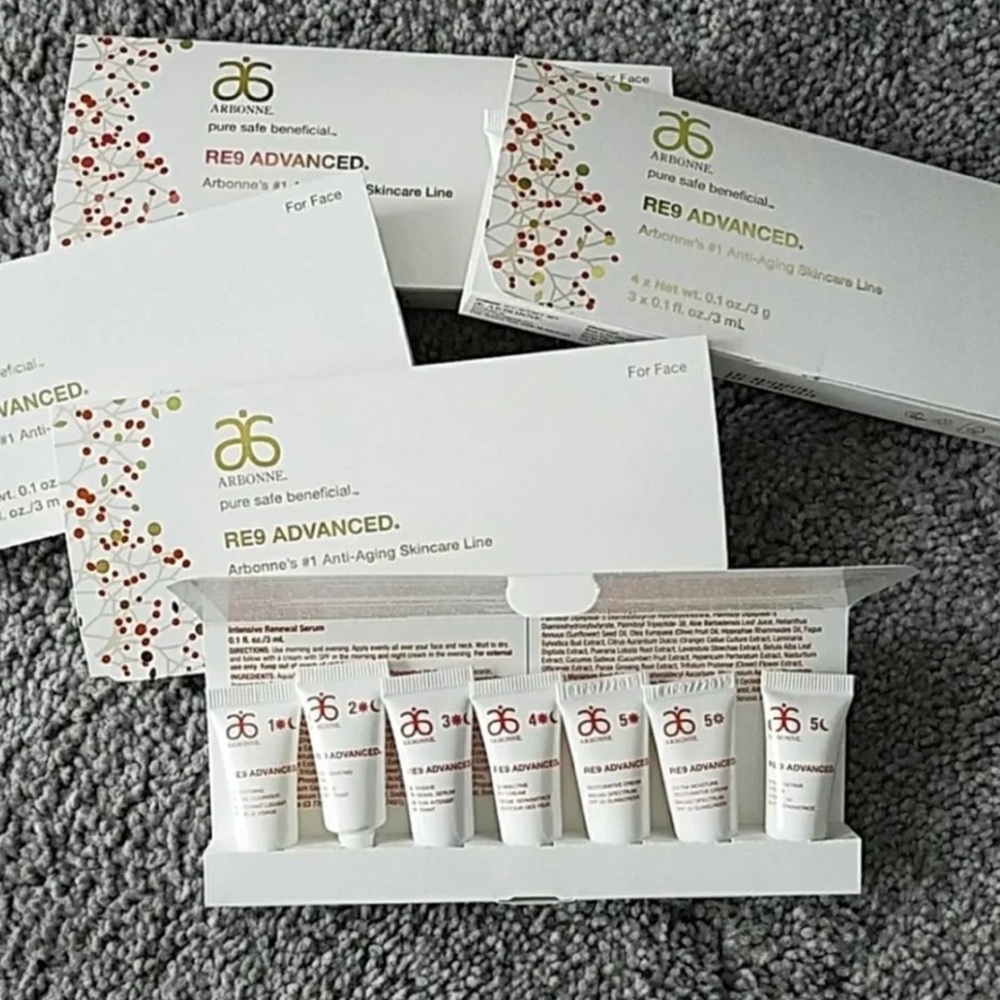 NIB Set of 5 RE9 Arbonne Sample Sets